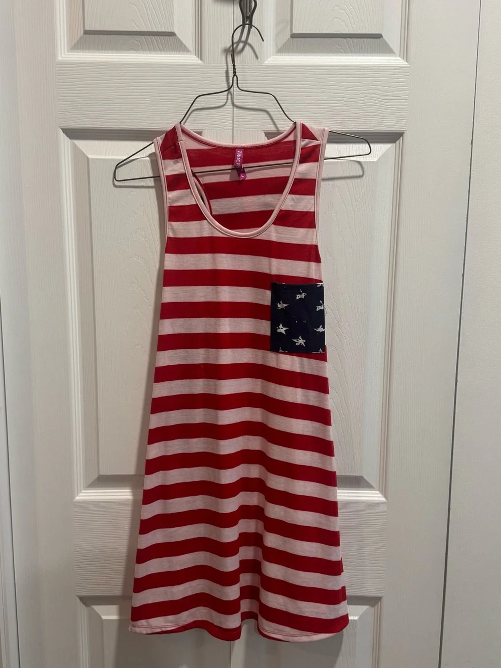 TRUE ROCK Red and White Striped Tank Top with Pink Brand Tag